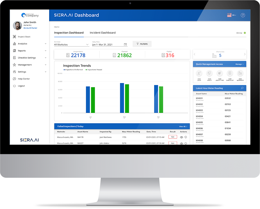 siera-ai-inspection-dashboard forklift inspection report