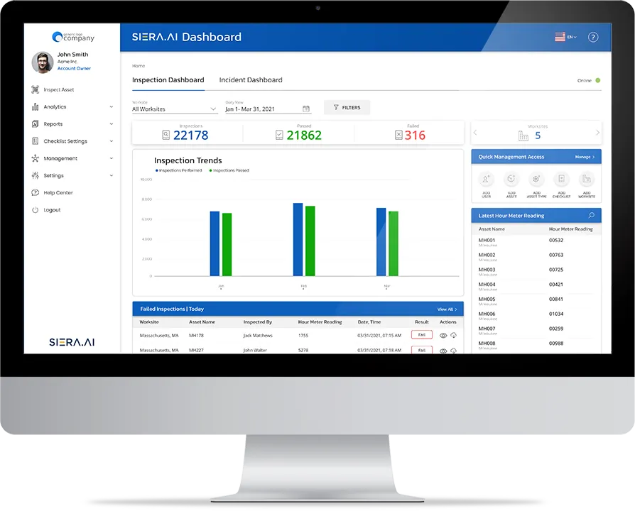 siera-ai-inspection-dashboard forklift inspection report