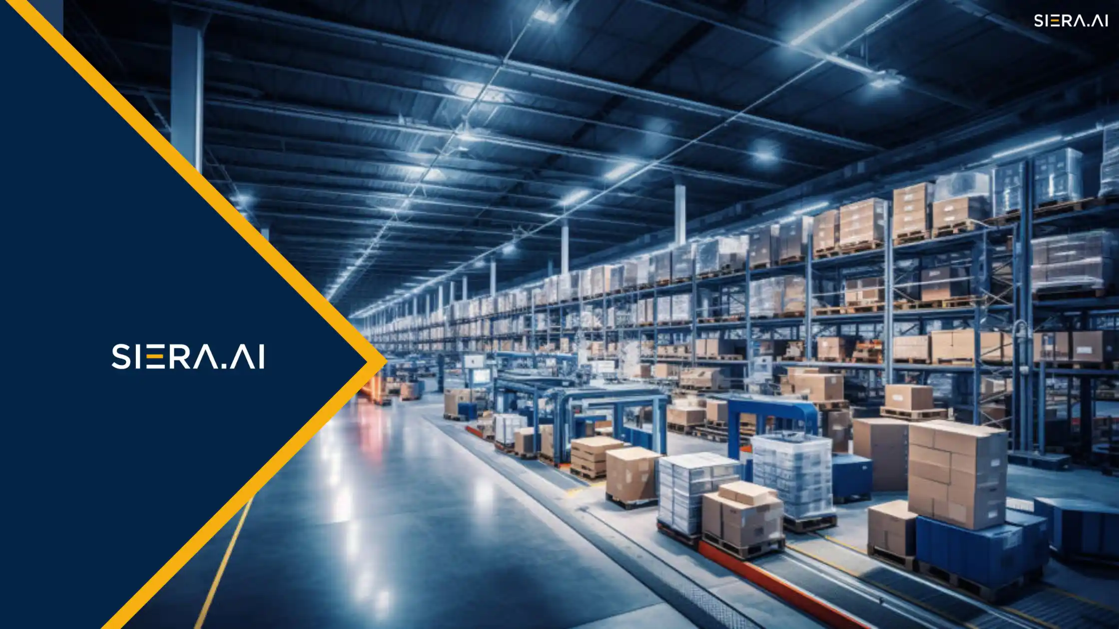 Warehouse worker near forklift with AI proximity detection in a food production aisle