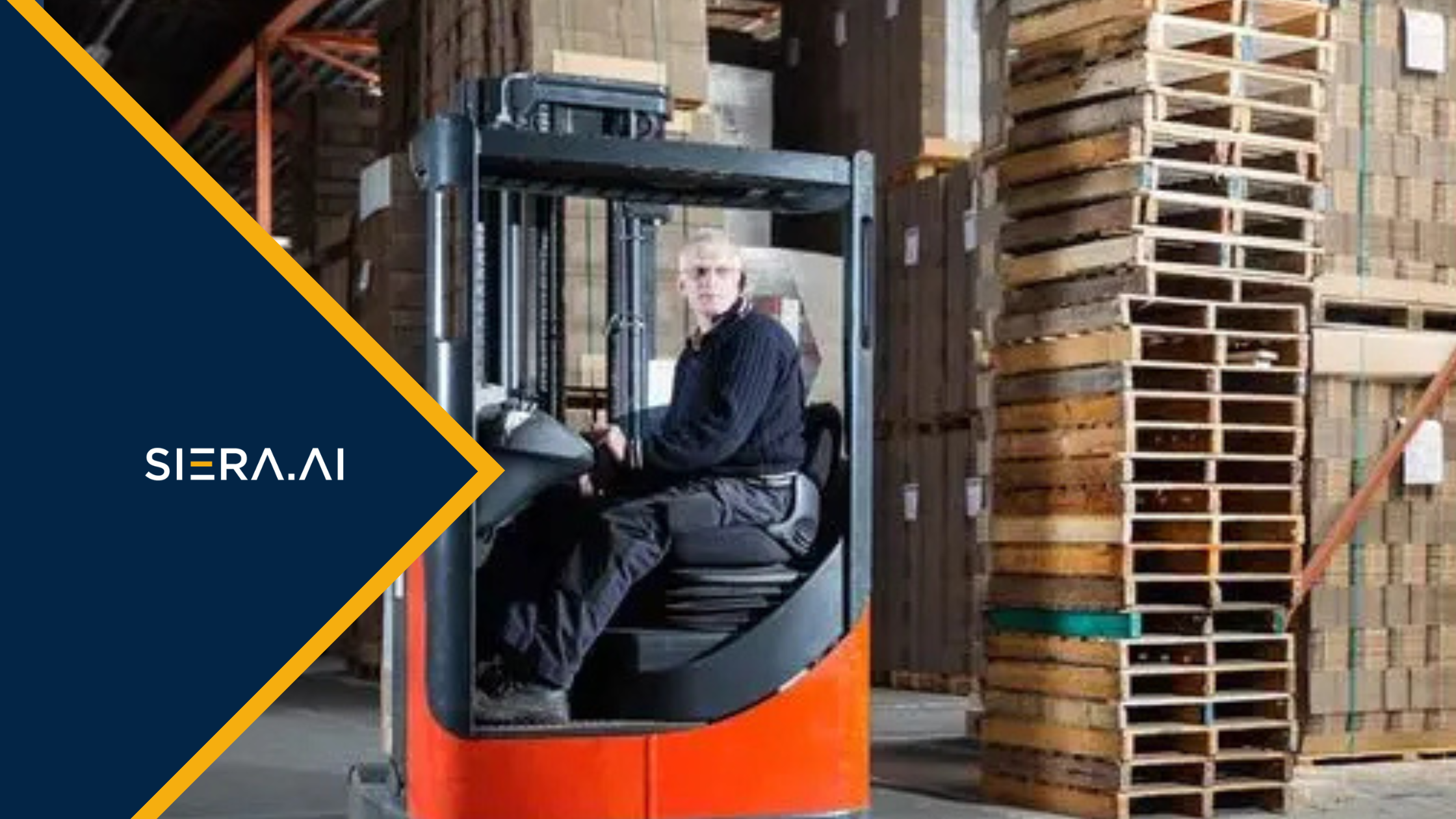 Forklift operating across a shared multi-client 3PL warehouse floor