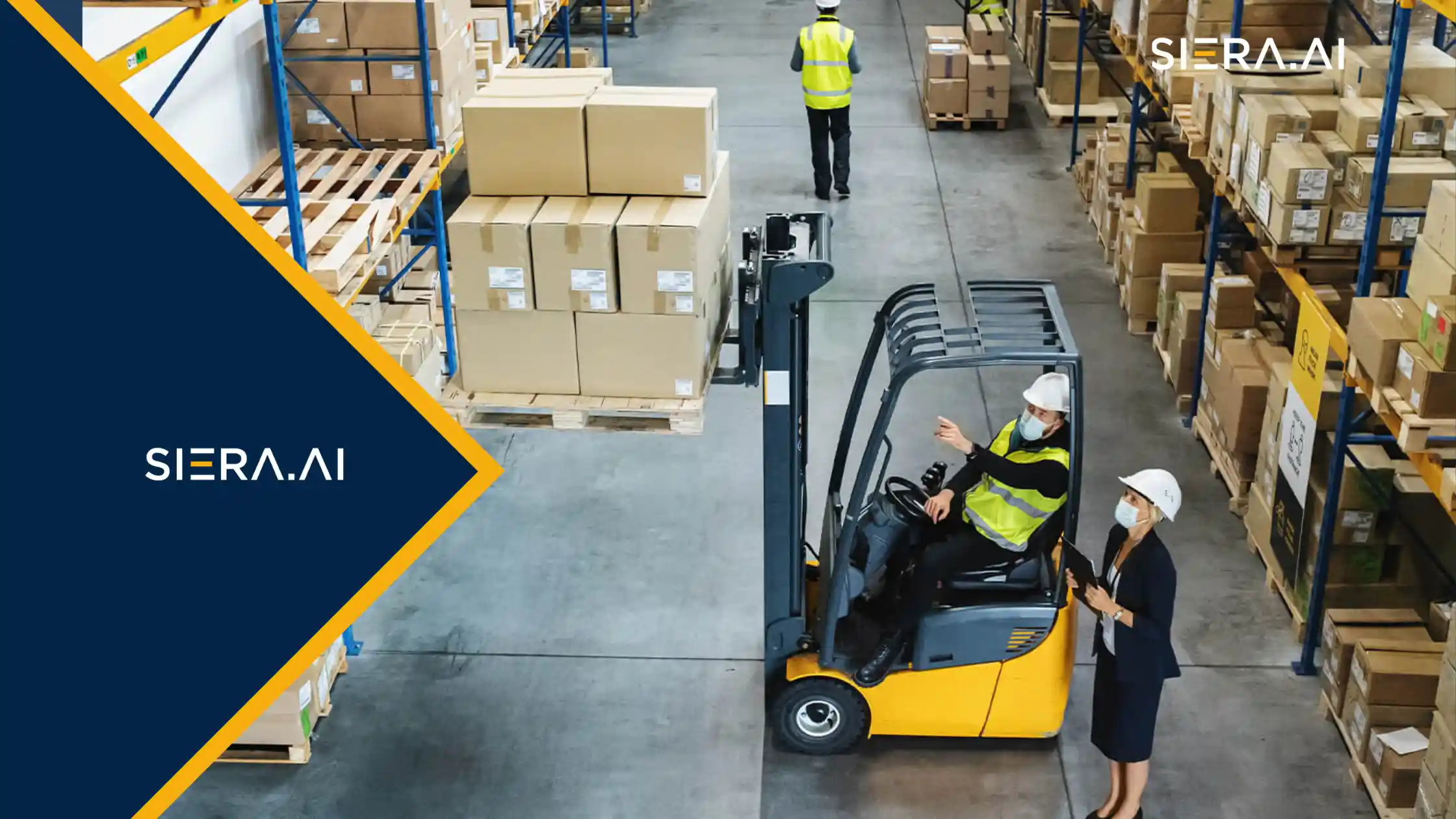 Warehouse safety manager reviewing forklift collision prevention alerts on a tablet
