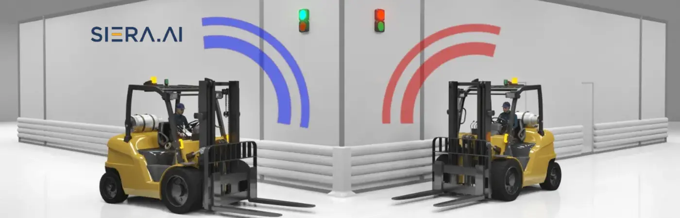 Forklift pedestrian detection system comparing AI computer vision and RFID tag solutions