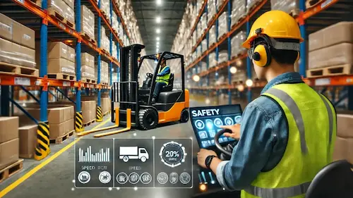 Computer vision pedestrian detection and AI safety camera installation on forklifts