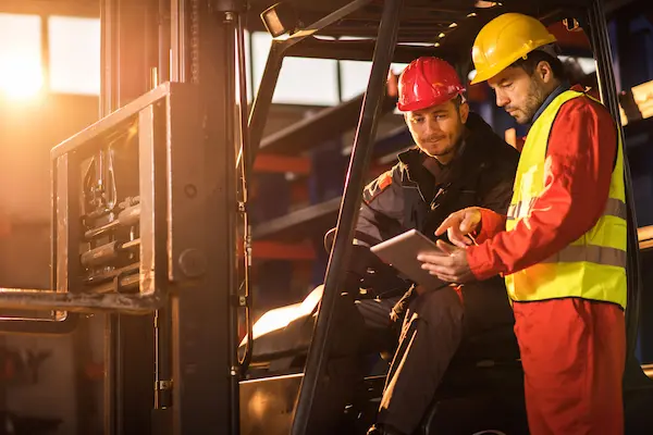 Digital forklift pre-shift inspection workflow and checklist verification